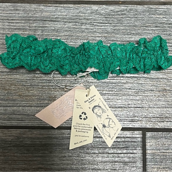 HAH X Free People One and Done Garter Emerald Green Headband Hair Tie Srunchie - Picture 2 of 7
